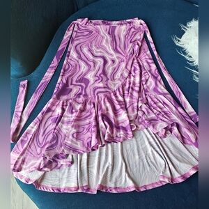 LuLaRoe Bella Pink & Purple Marble Pattern Wrap Skirt